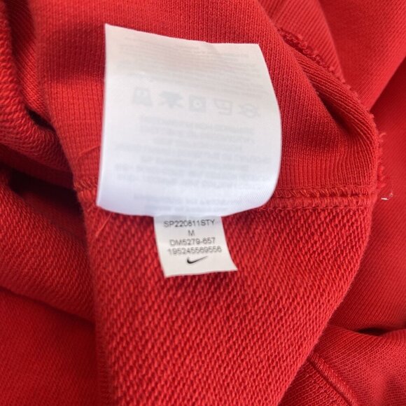 Nike Mens SZ M Embroidered Logo Half Zip Hooded Fleece Pullover Pocket Red - Picture 10 of 10